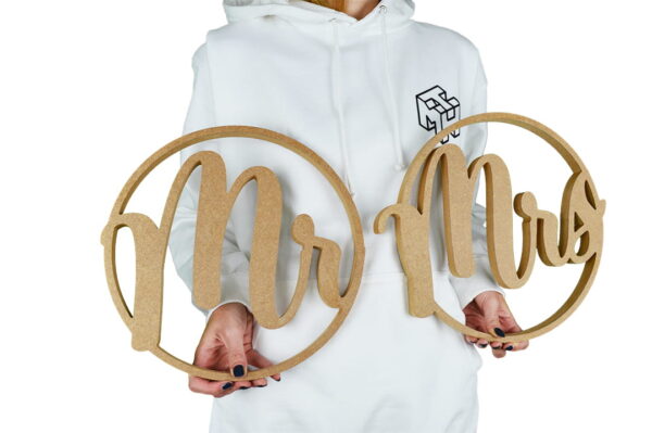 Mr & Mrs Wedding Signs 30cm, 18mm MDF - Image 3